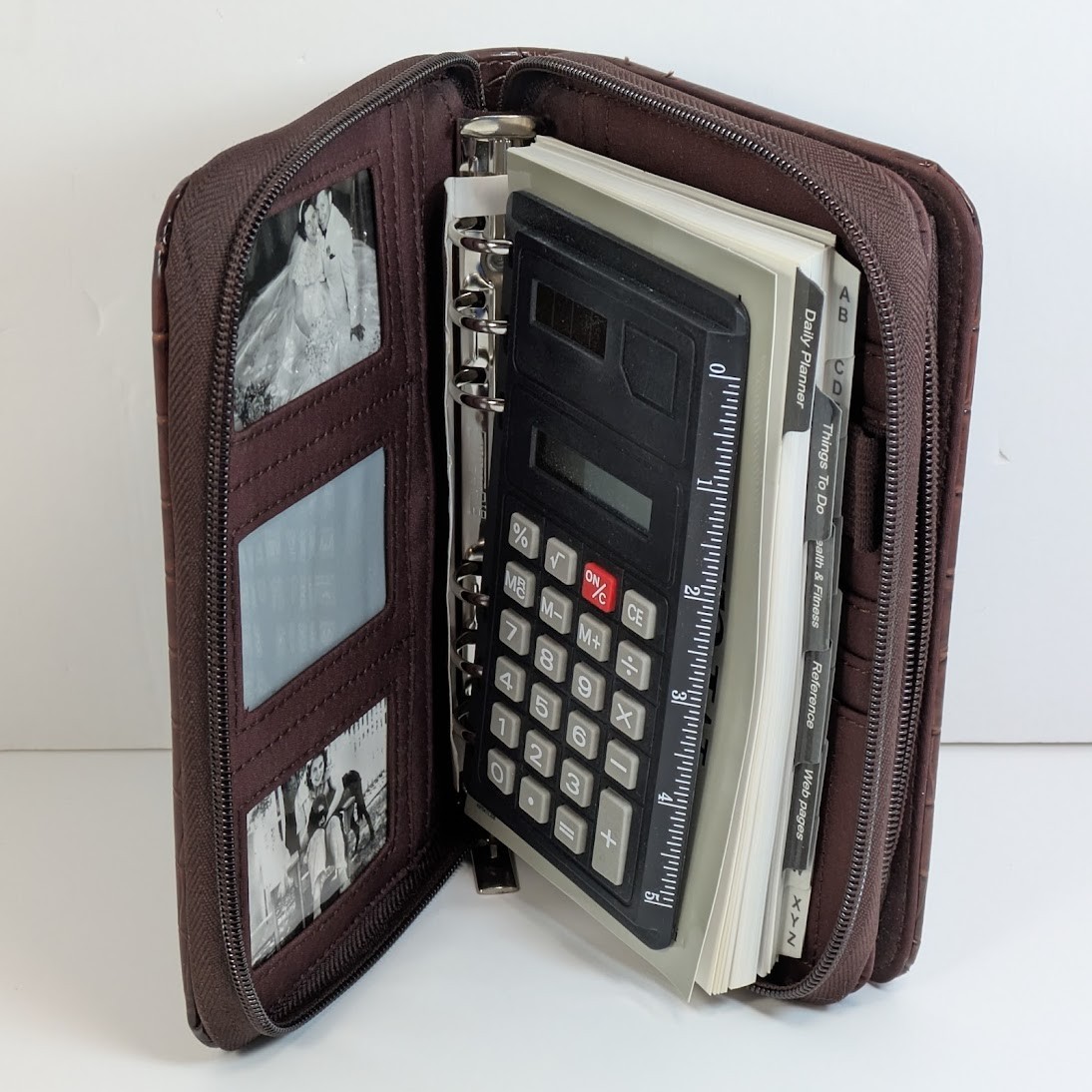 Mundi Mundex Planner Faux Croc Brown Double Zip Agenda Calculator Undated Sheets
