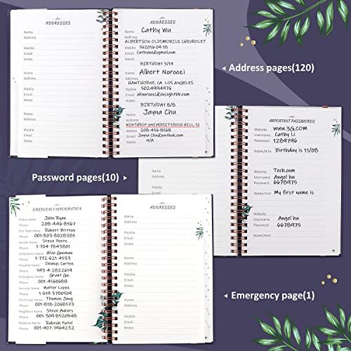 Hardcover Address Book with Alphabetical Tabs, Spiral Bound Premium Dark Blue