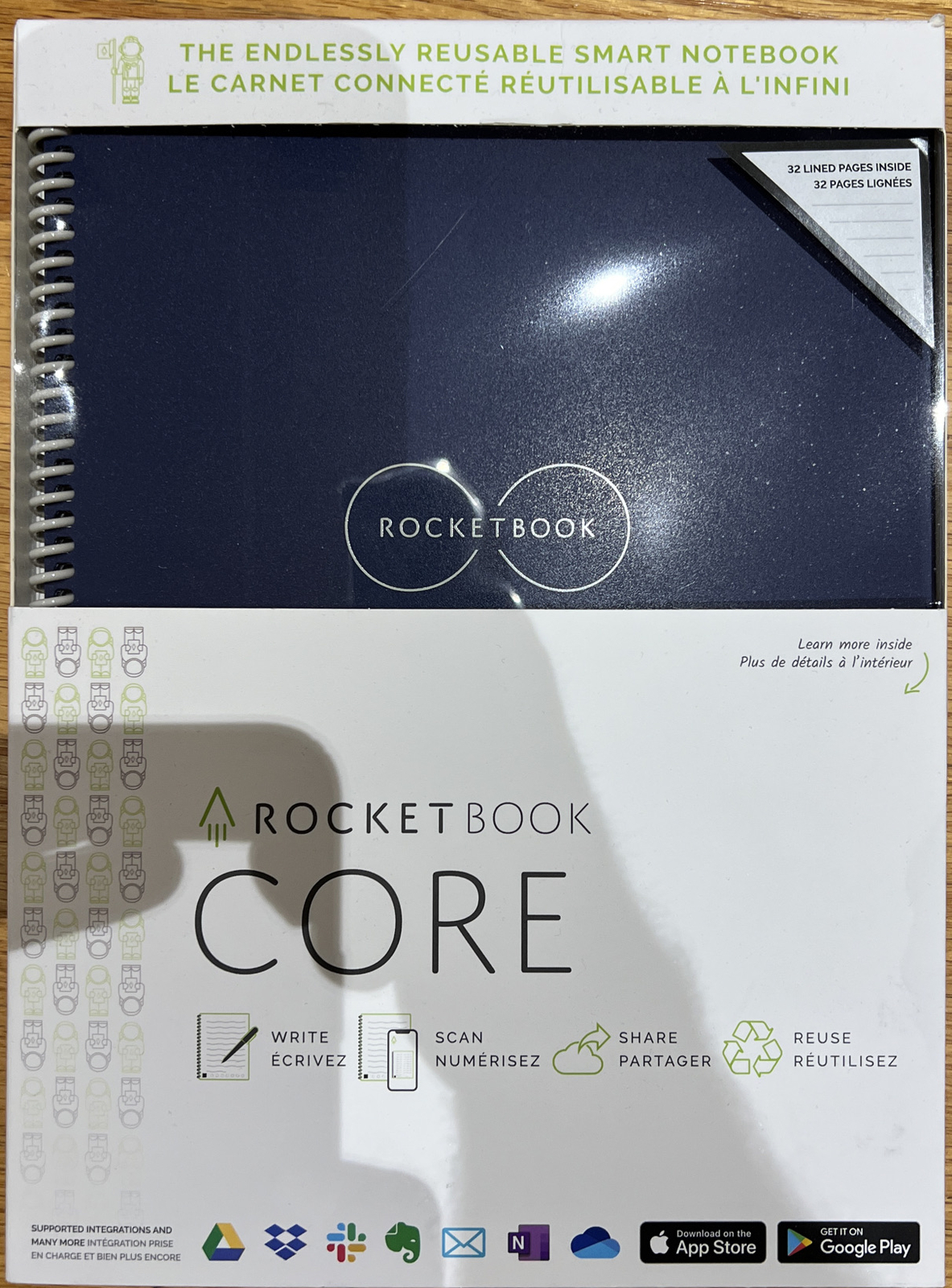 Rocketbook Core Smart Reusable Notebook. Letter Size Black. Brand new