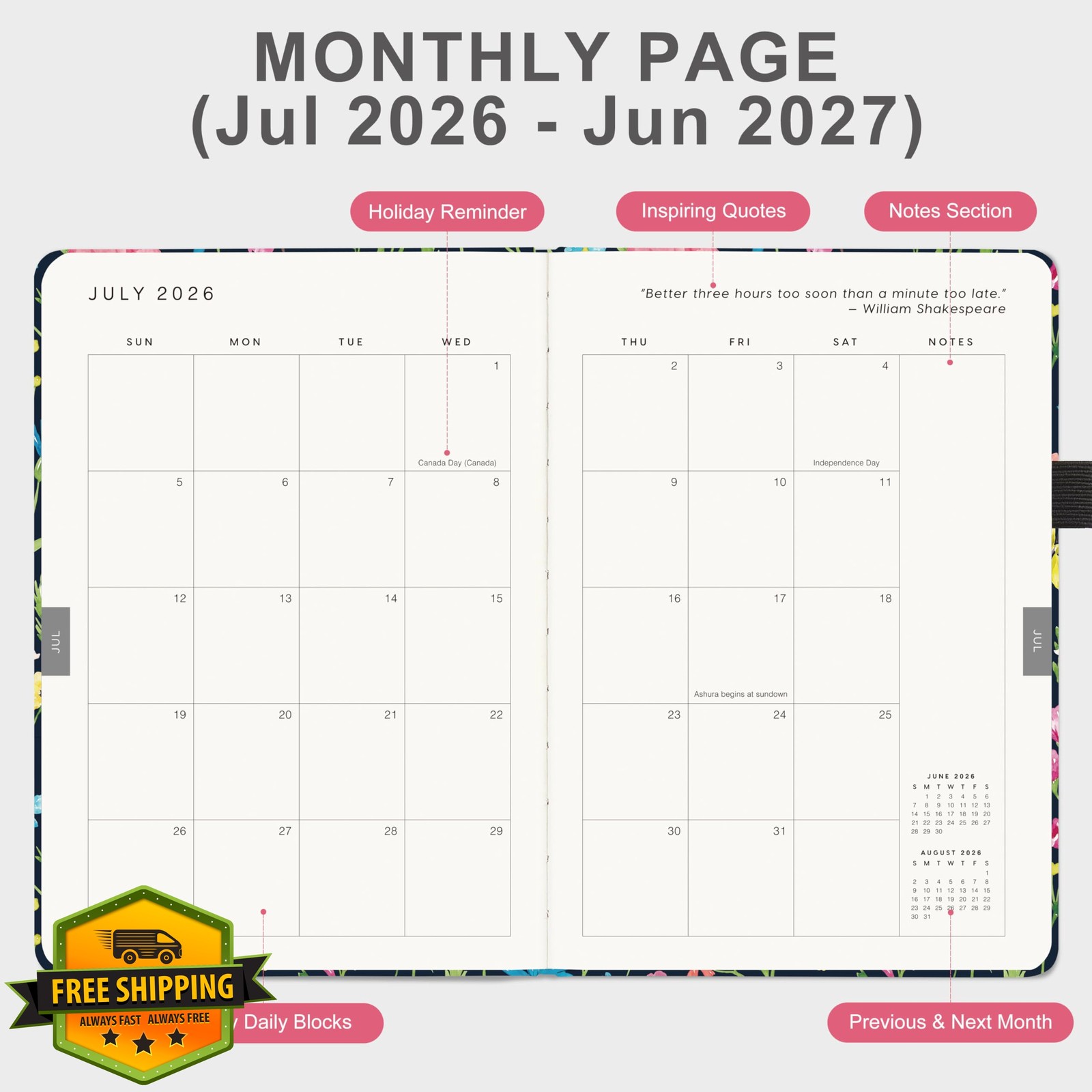 andAnd Per Se Academic Planner 26-27 5.7×8 Wildflower Meadow