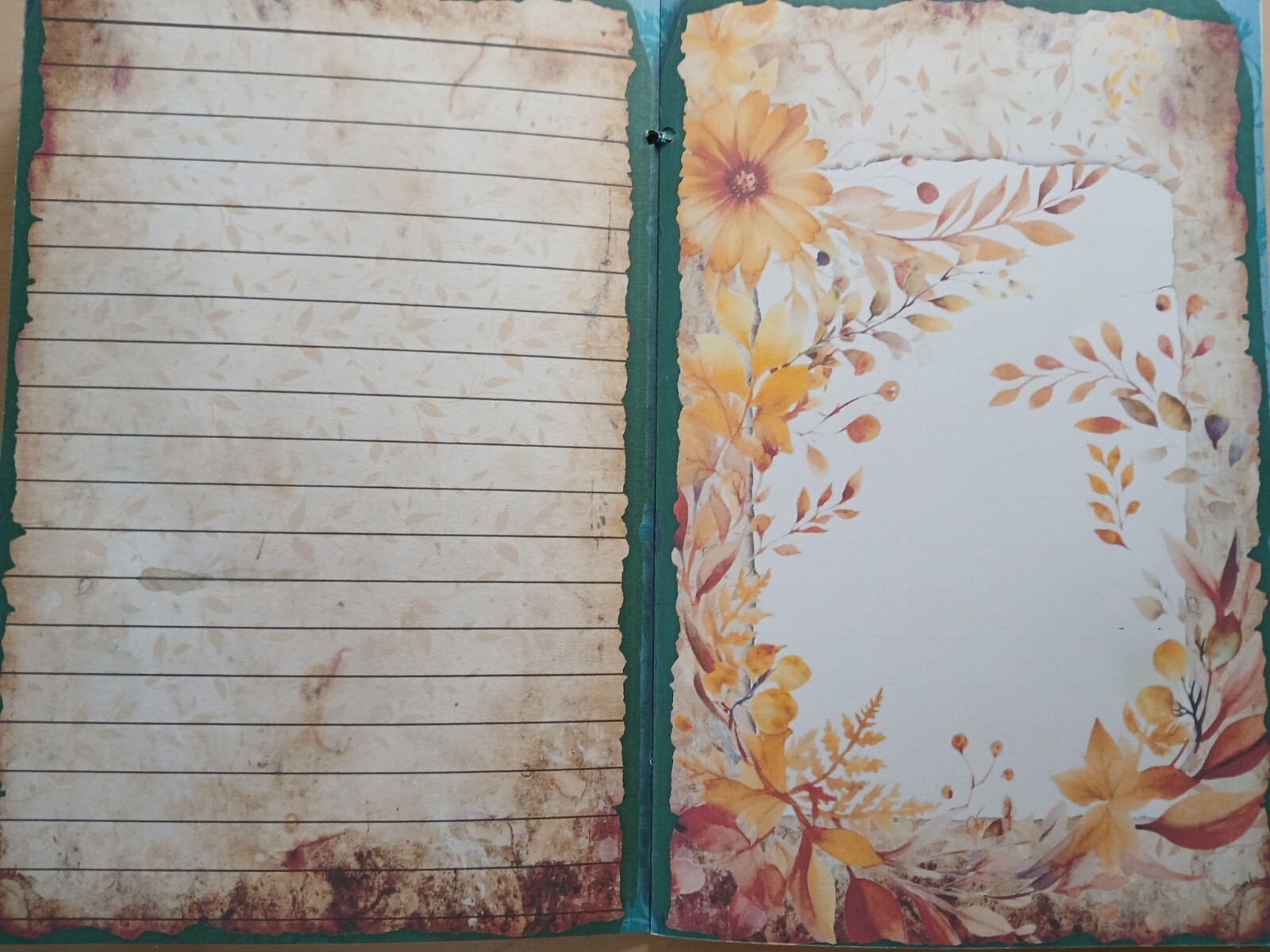 Junk Journal Booklet “AUTUMN BREEZE” Fall Colors LG 8.5″x5.5″ 40pgs × Ephemera