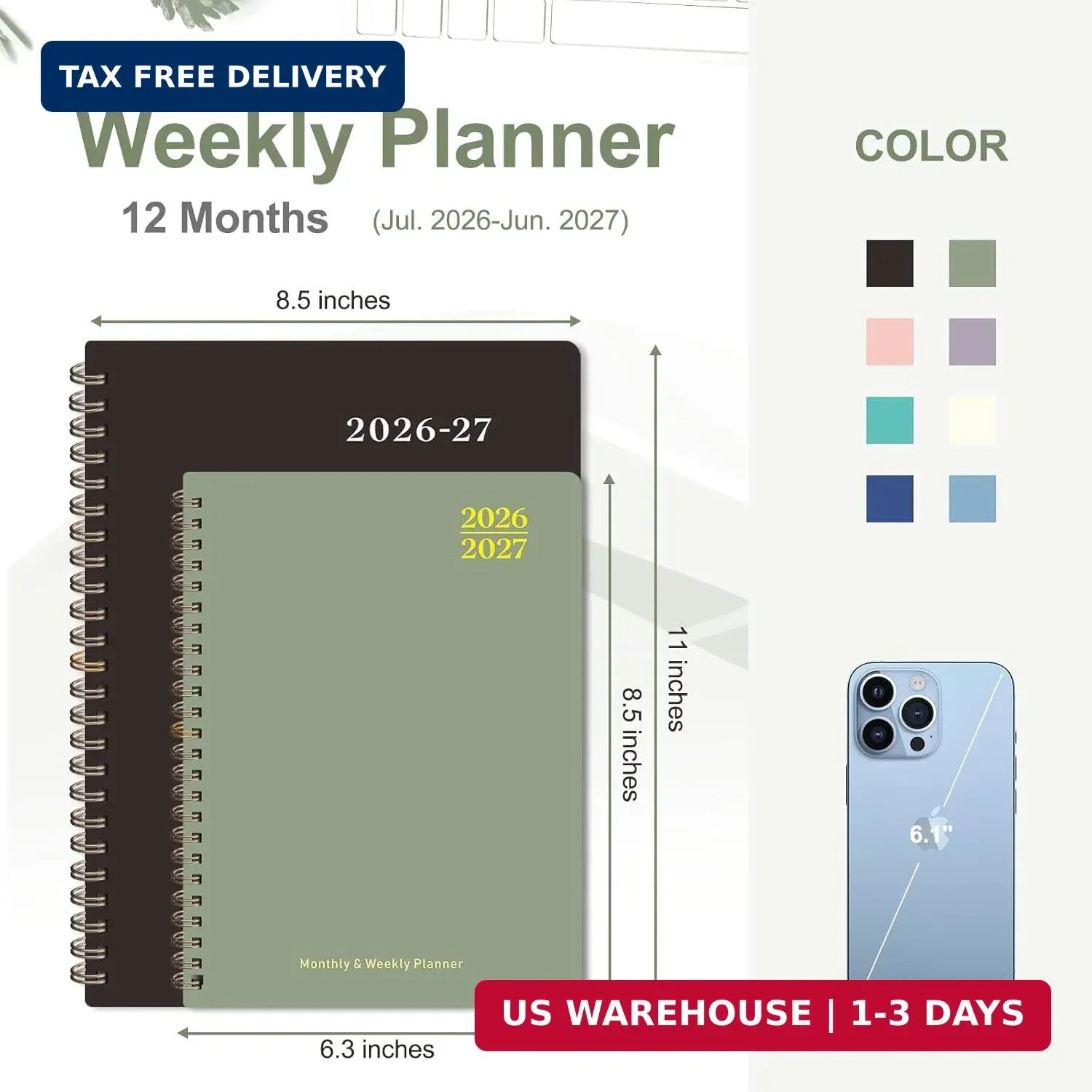 Planner 2026-2027, Academic Weekly and Monthly Calendar Planner, July 2026 – Jun