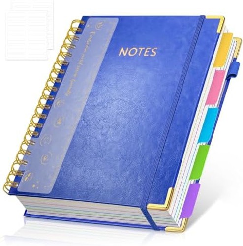 Hardcover Spiral Notebook Journal with Removable PVC Dividers – 8” x 10” La…
