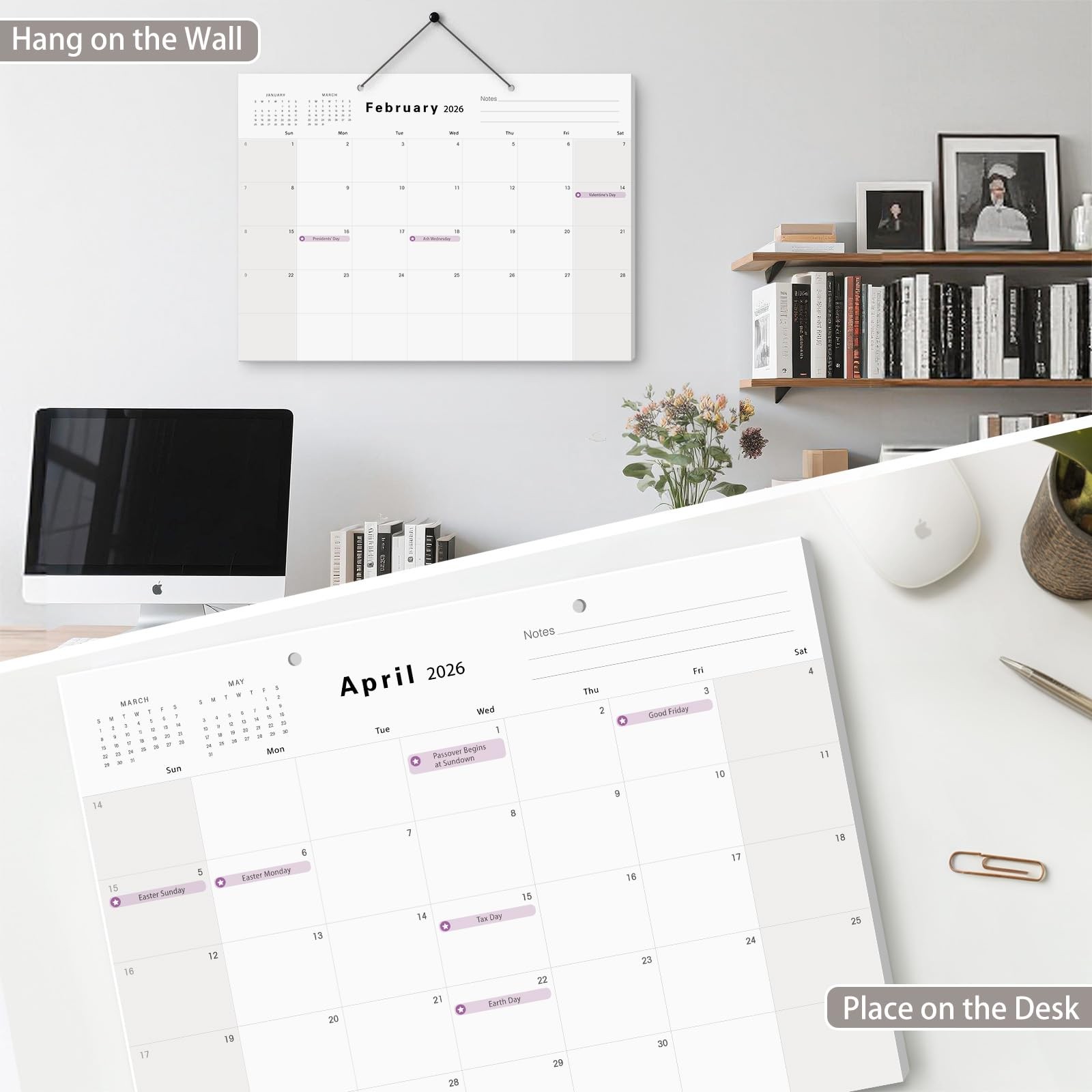2026 Desk Calendar Large 17×12 Inch Monthly Planner Jan to Jun 2027