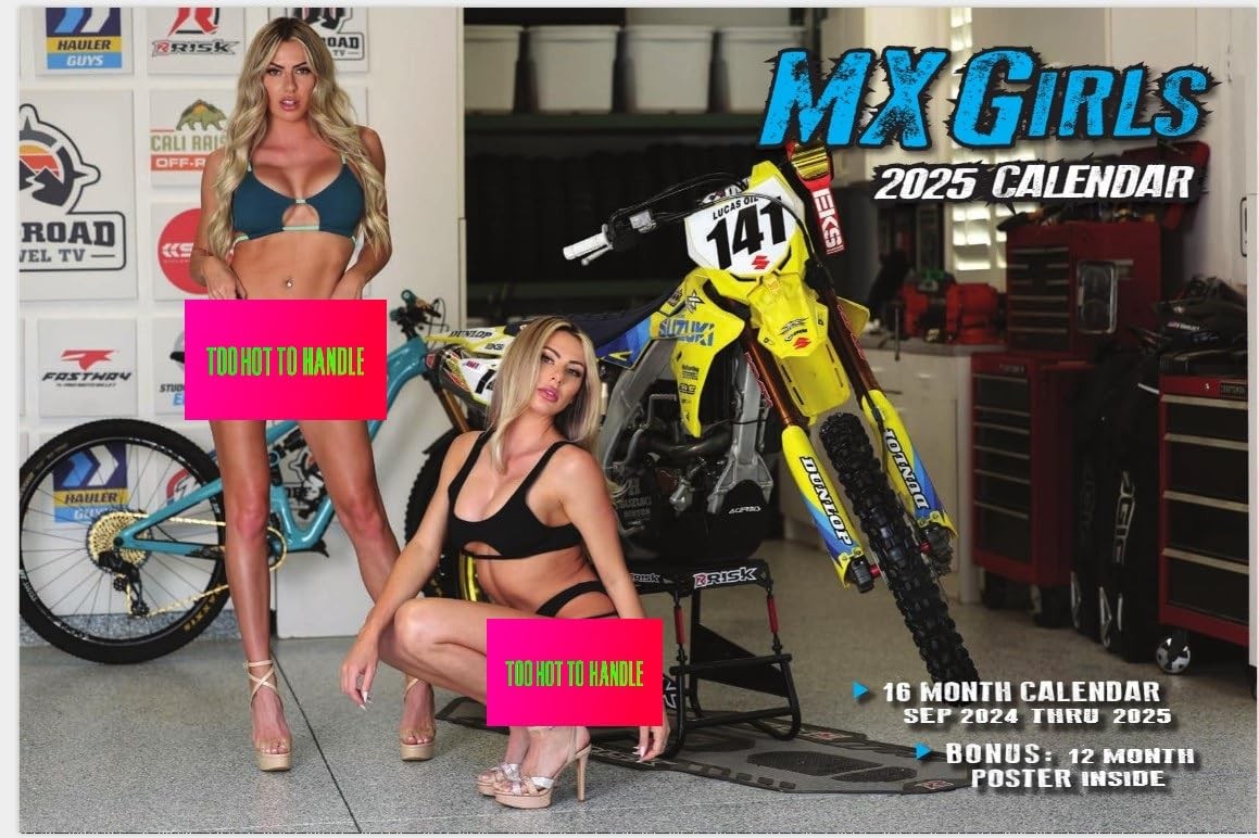 2025 MX Girls Motocross Deluxe Wall Calendar, with Free Poster Multicolor