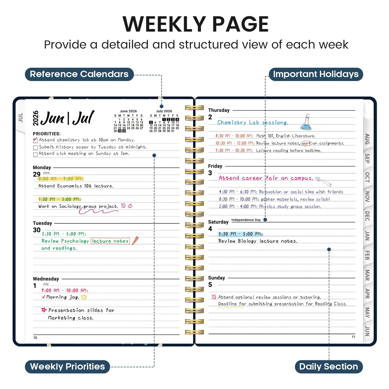 Planner 2026-2027, Academic Monthly and (6.3″x8.5″)a5, K-Blue Patchwork