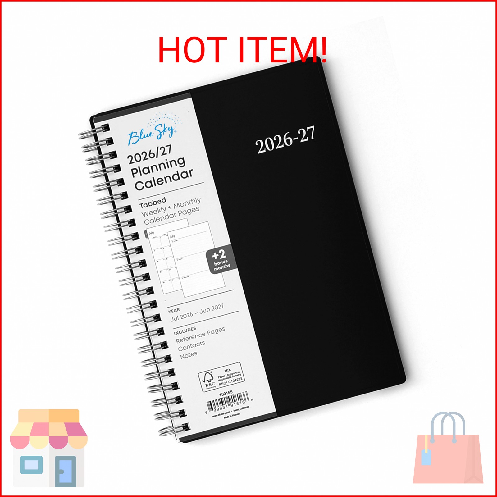 Blue Sky 2026-2027 Weekly and Monthly Academic Year Planner Calendar, July 2026