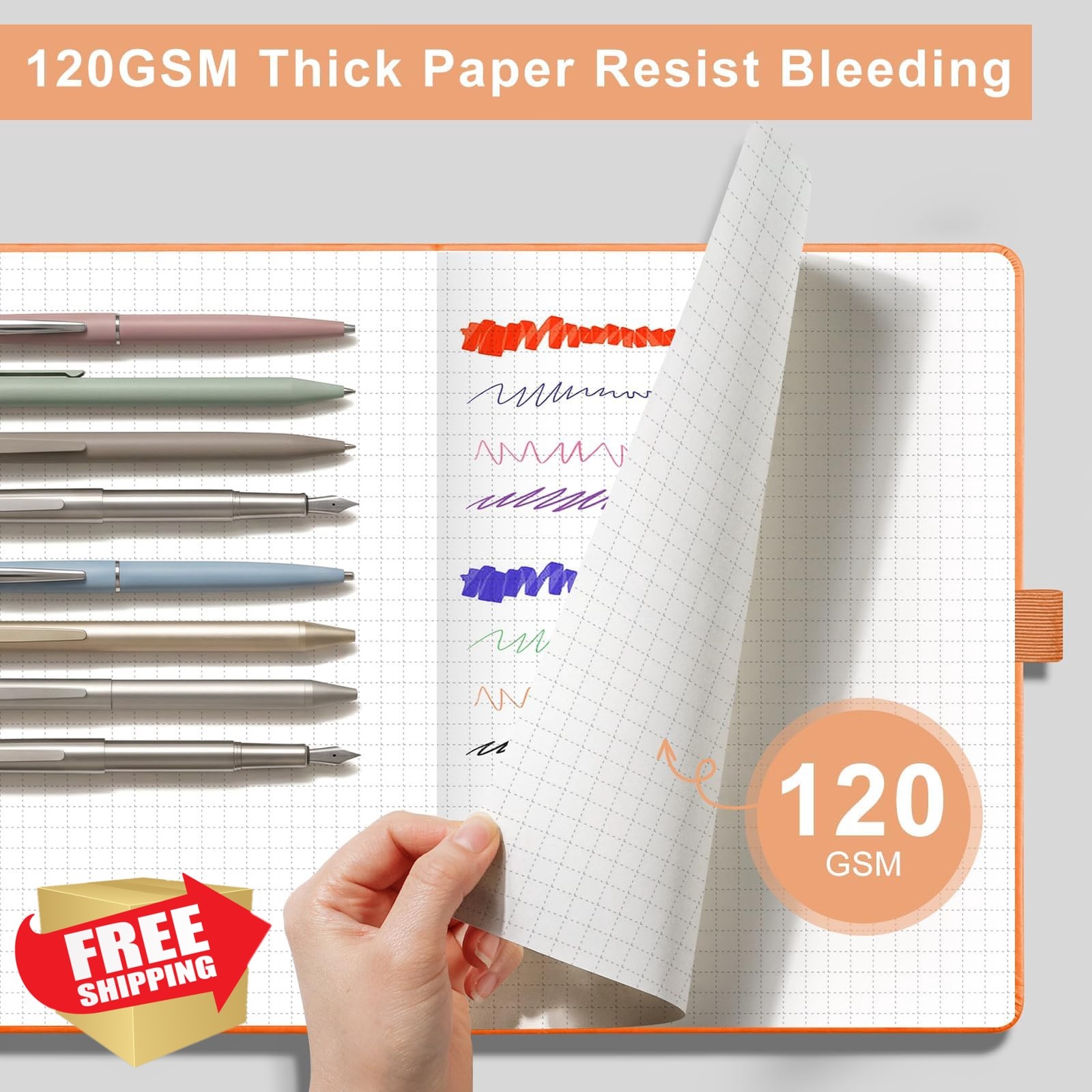 AHGXG Orange Grid A5 Notebook 5.7×8.3