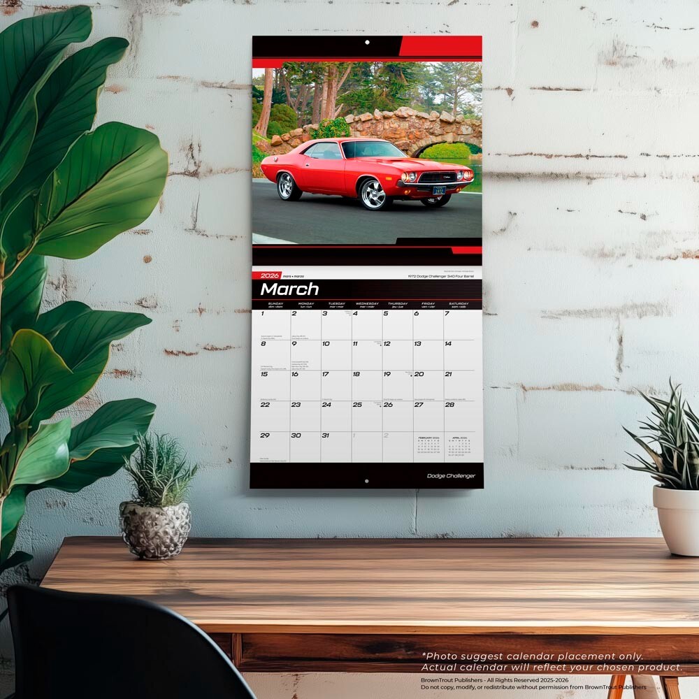Dodge Challenger OFFICIAL | 2026 12×24″ Square Wall Calendar | Plastic-Free