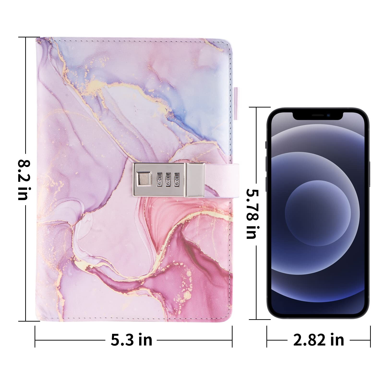 LMTNNB Marble Diary with Lock for Girls and Women, A5 Leather Locked Journal …