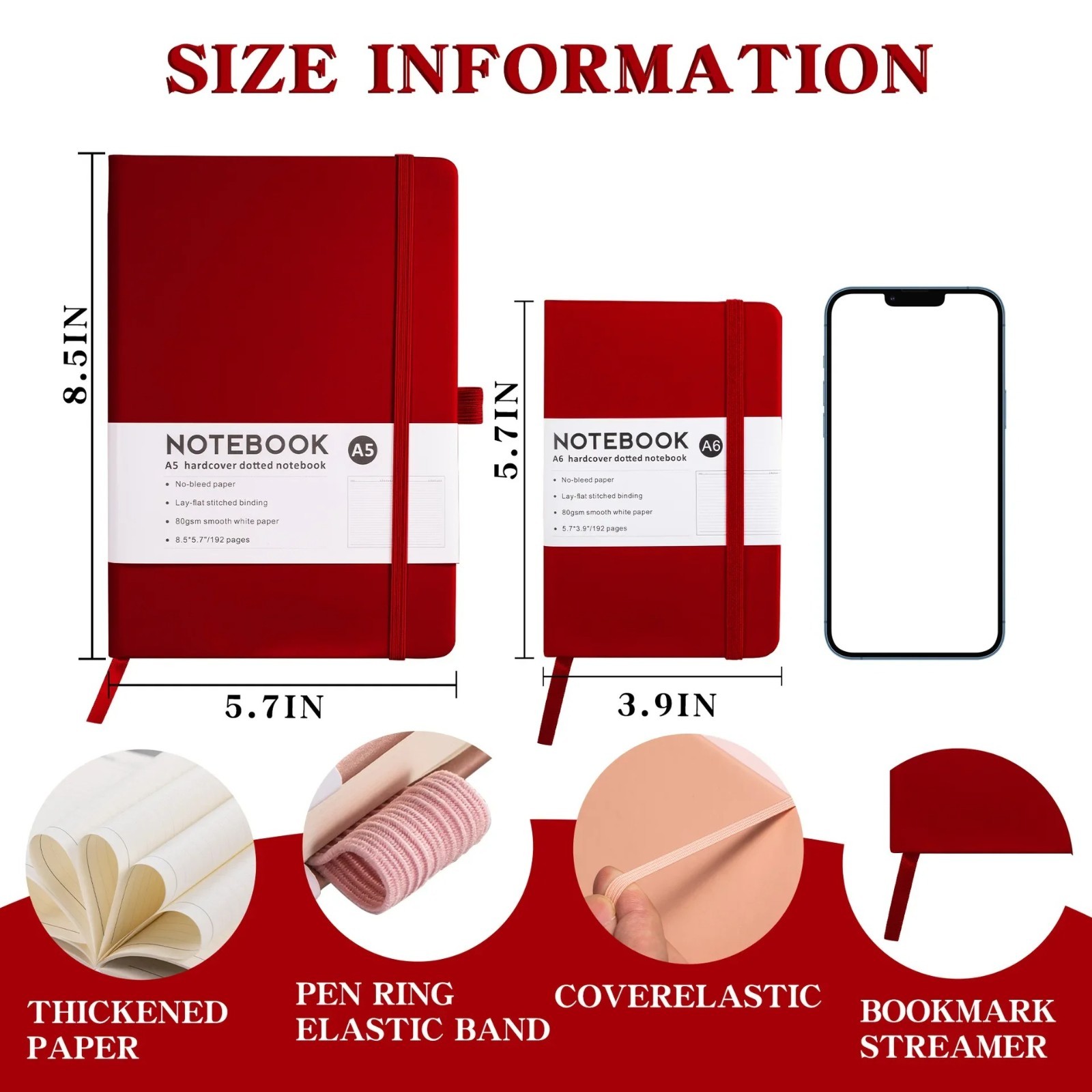 Hardcover Lined Notebook Journal For Writing 192 Pages Leather Thick College NEW