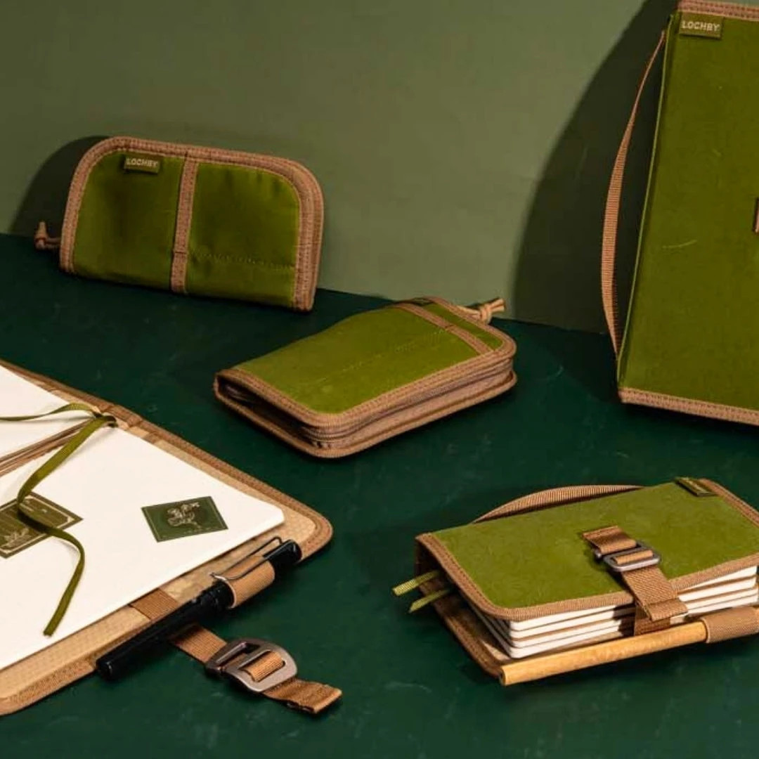 LOCHBY Pocket Journal Olive Green |Notebook Cover | Water Resistant Waxed Canvas