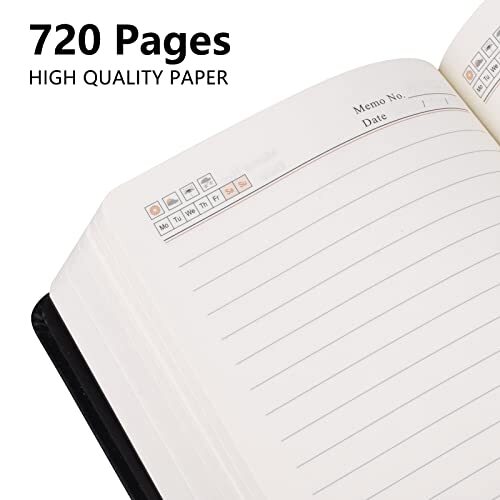 Thick Leather Writing Journal 720 Pages Lined Paper B6 Hardcover Black