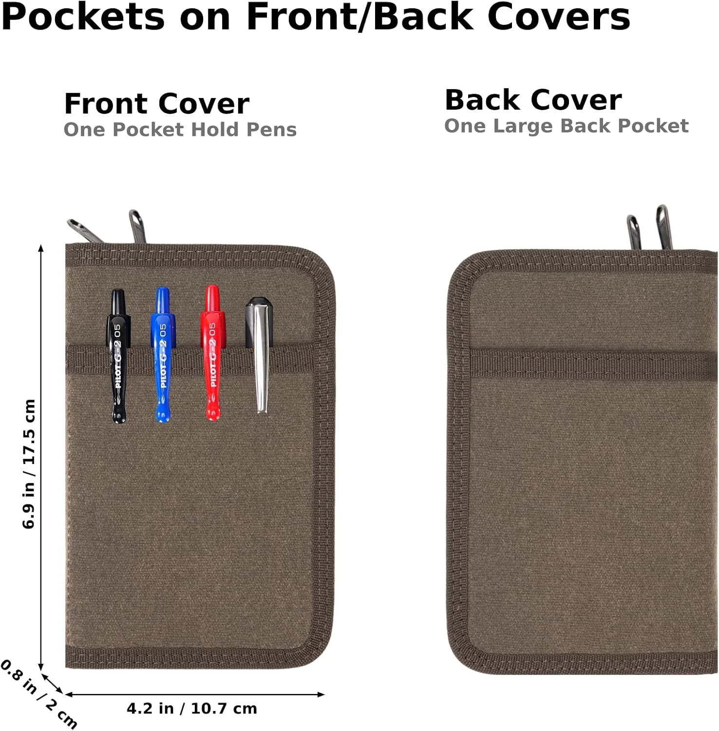 Pocket Journal Cover with Field Book, Waterproof Pocket Notebook Cover with Zipp