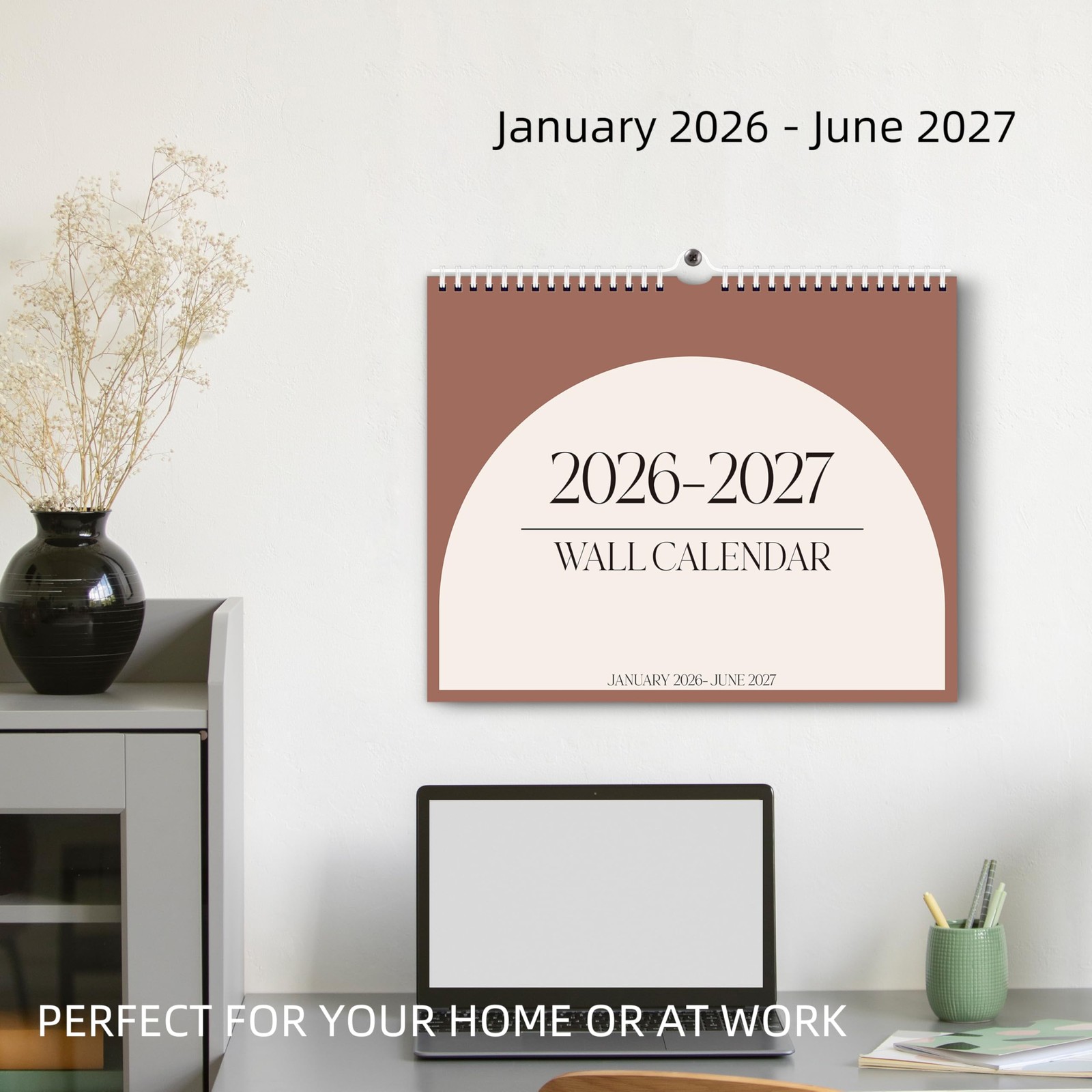 Aesthetic Wall Calendar 2026-2027, Jan. 2026-June 2027, Horizontal