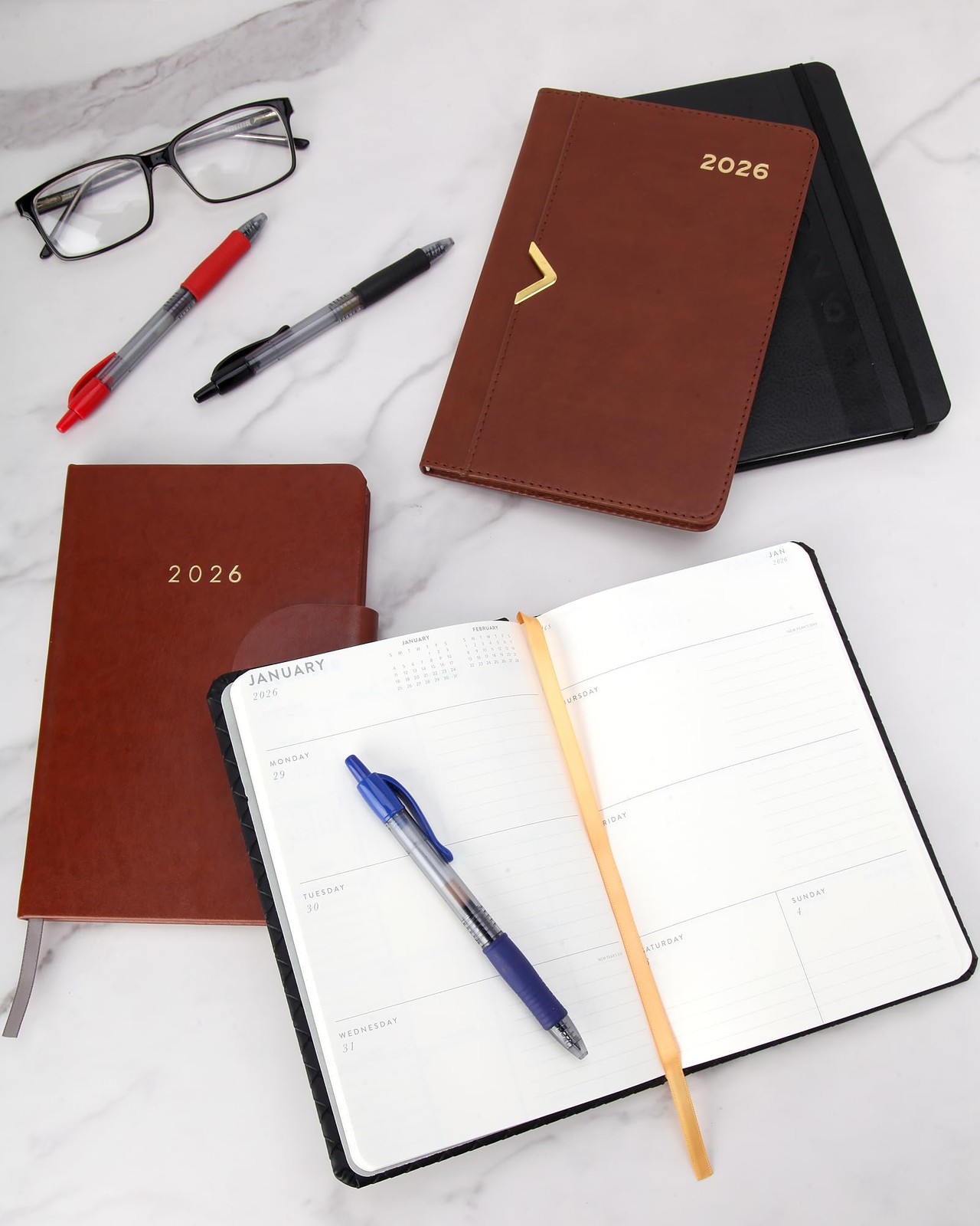 WORLD TRAVELER 2026 Planner – 6×8 Inch Weekly and Monthly 6X8, Black Woven