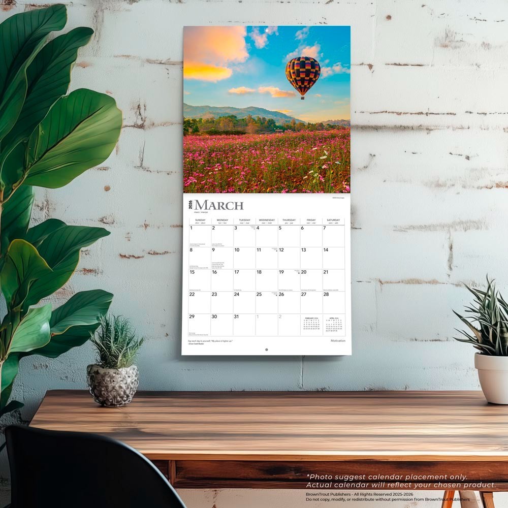 Motivation | 2026 12×24″ (Hanging) Monthly Square Wall Calendar | Plastic-Free