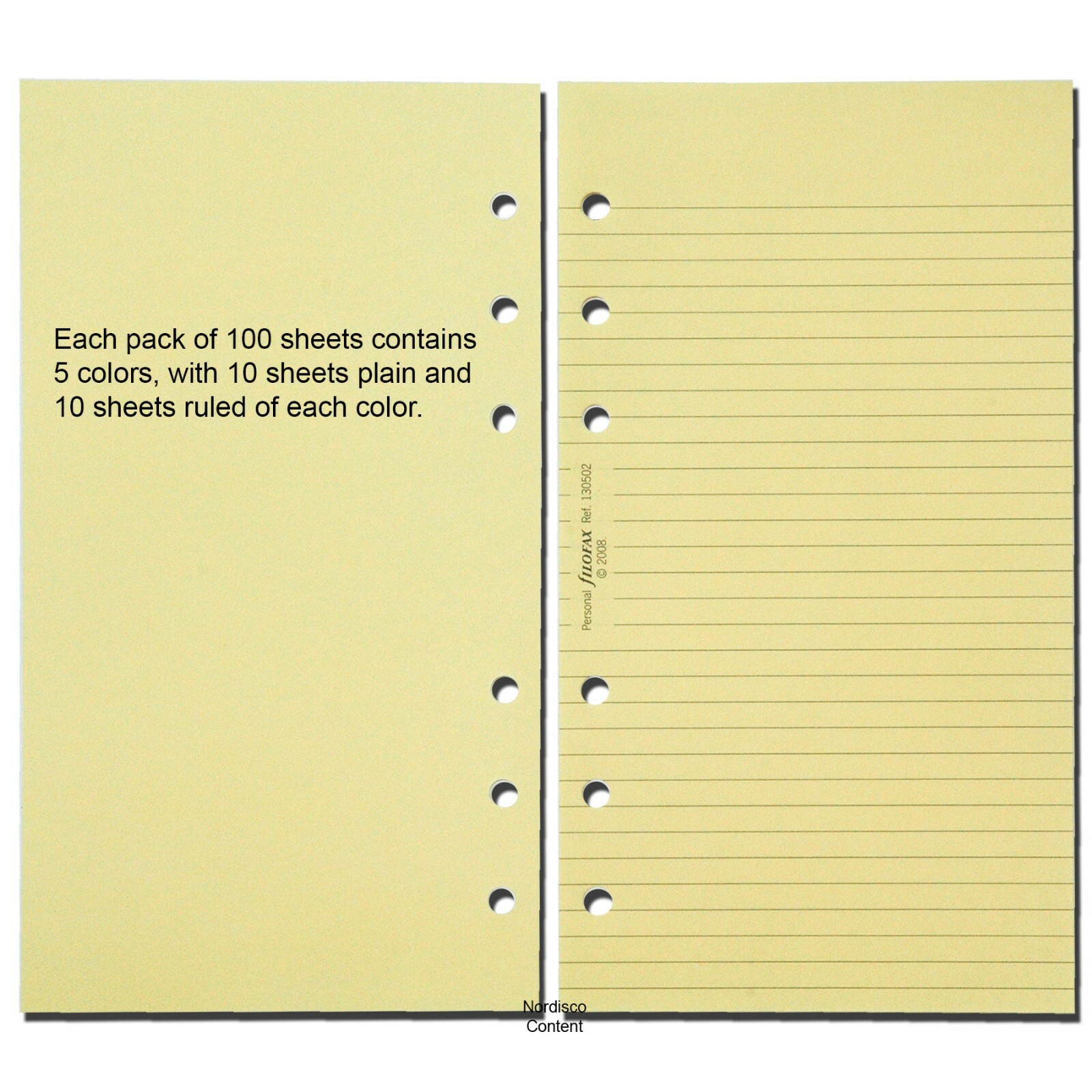 Filofax 130502 Assorted Color Notepaper, Personal Size, 100 Sheets Plain & Ruled