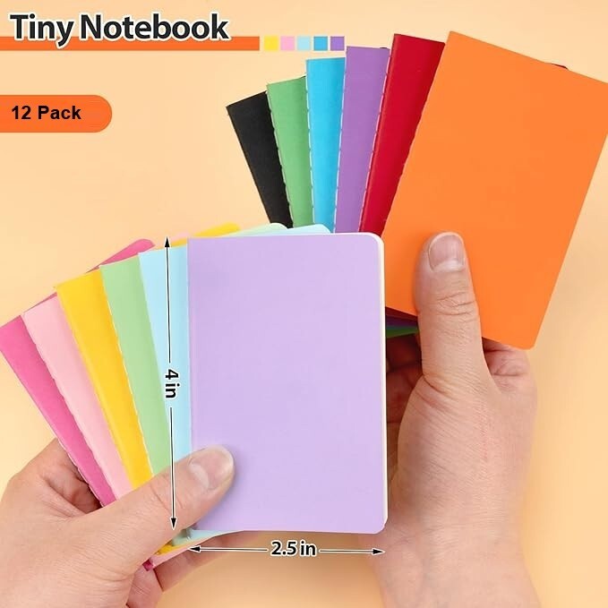 12 Pack Mini Pocket Notebook, 2.5 X 4 Inch, Lined, 30 Pages(Double Sided-60pgs)