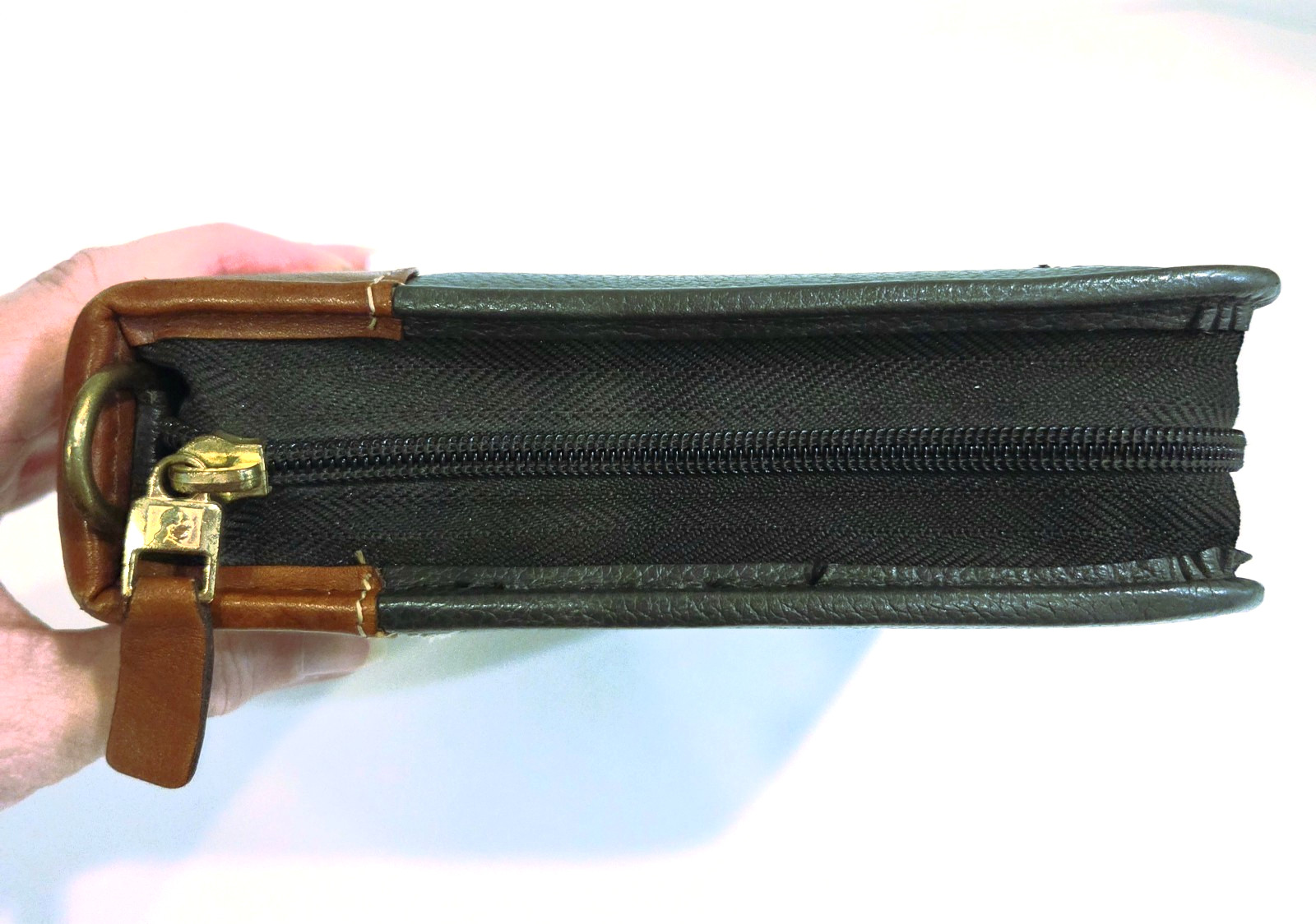 Franklin Quest Planner Organizer 8.5×6.5″ 6 Ring Leather Green/Brown