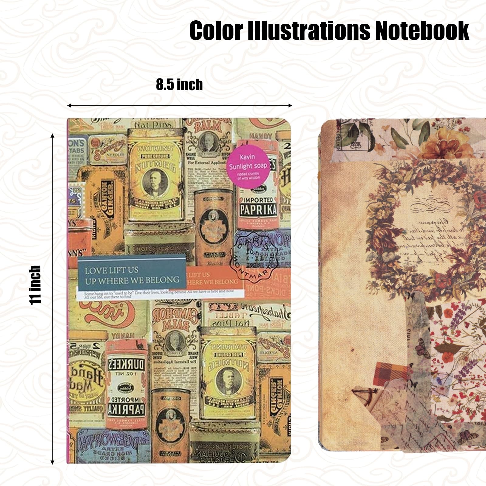 SallyFashion A5 Vintage Travel Journals Medium, 2Pack European Diary