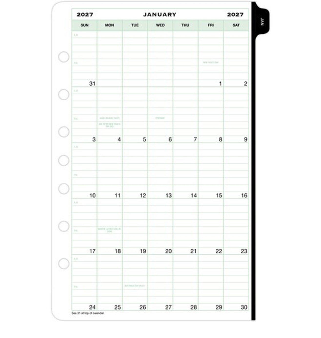 Day-Timer Jan-Dec 2027 2-Pg/Wk Vertical Column Planner Refill Desk Size 5.5 x8.5