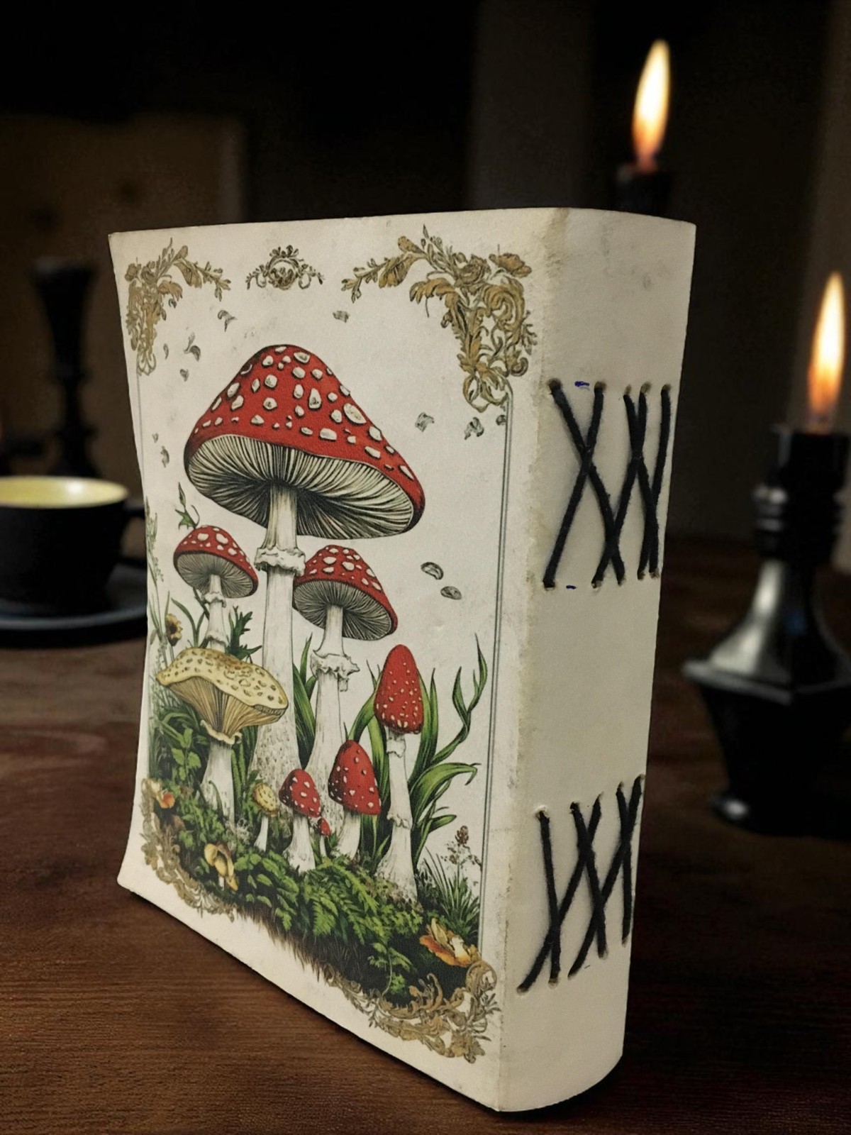 Moon & Butterfly Leather Journal – Vintage Deckle Edge Paper writing drawing Not