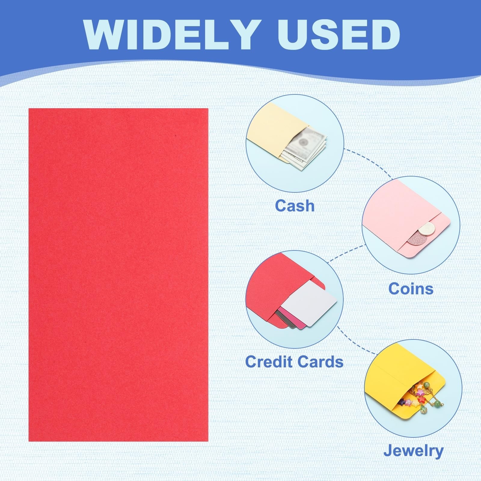 100 Pack Cash Envelopes 6.5″x3.5″ Money Holder Bags for Budgeting, Gifts, Coins,