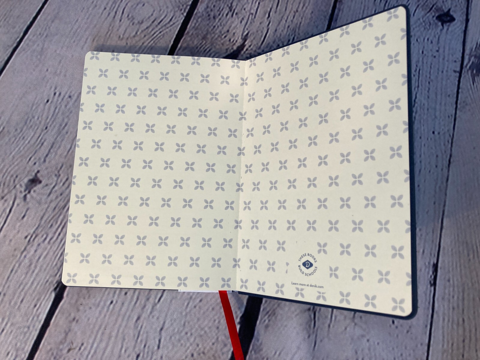 Denik Embroidered Notebook Cover, Lined, with Ribbon Page Marker 144 Pages Blue
