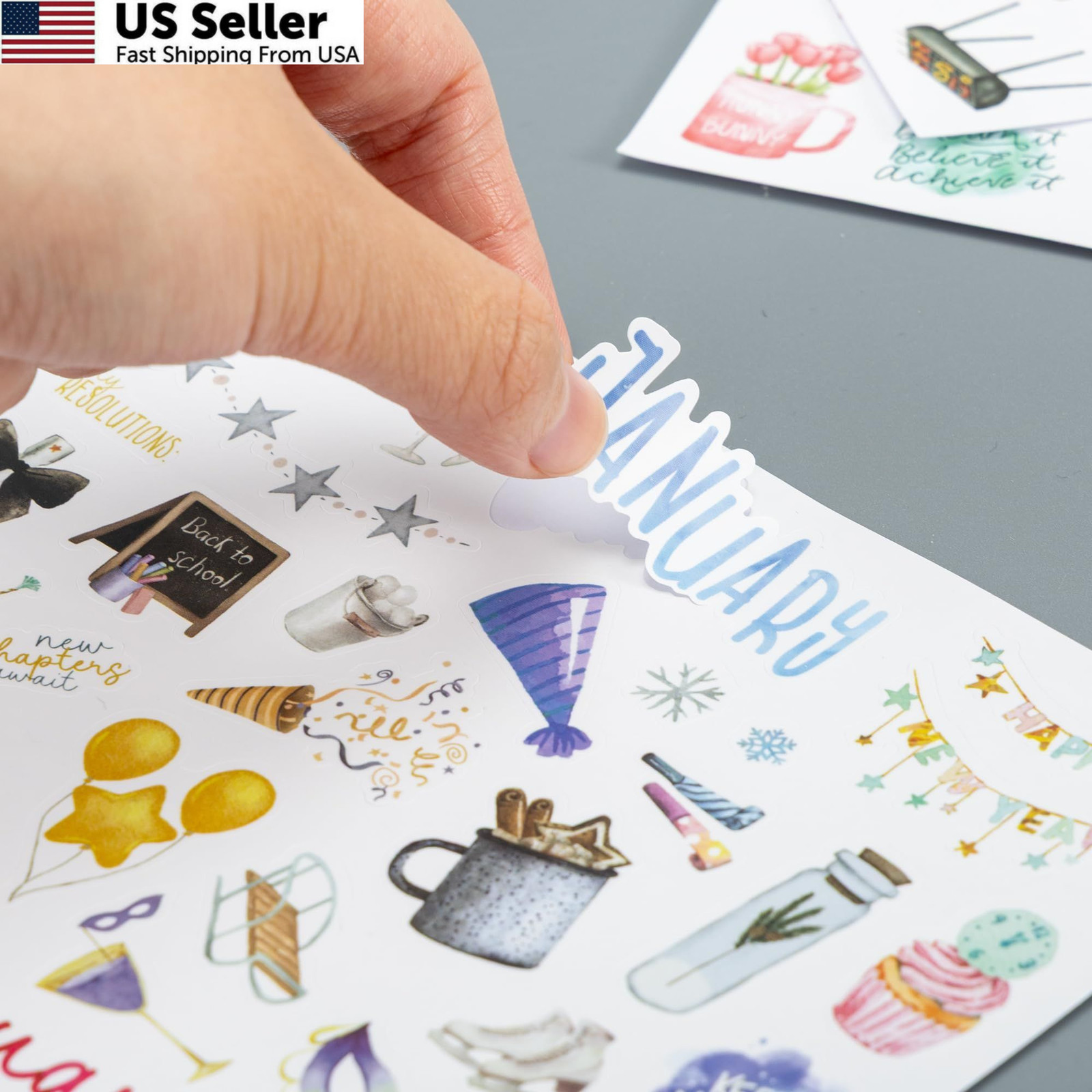 Aesthetic Monthly Planner Stickers – Beautiful 8 sheets (6″ x 8″), Colorfuls