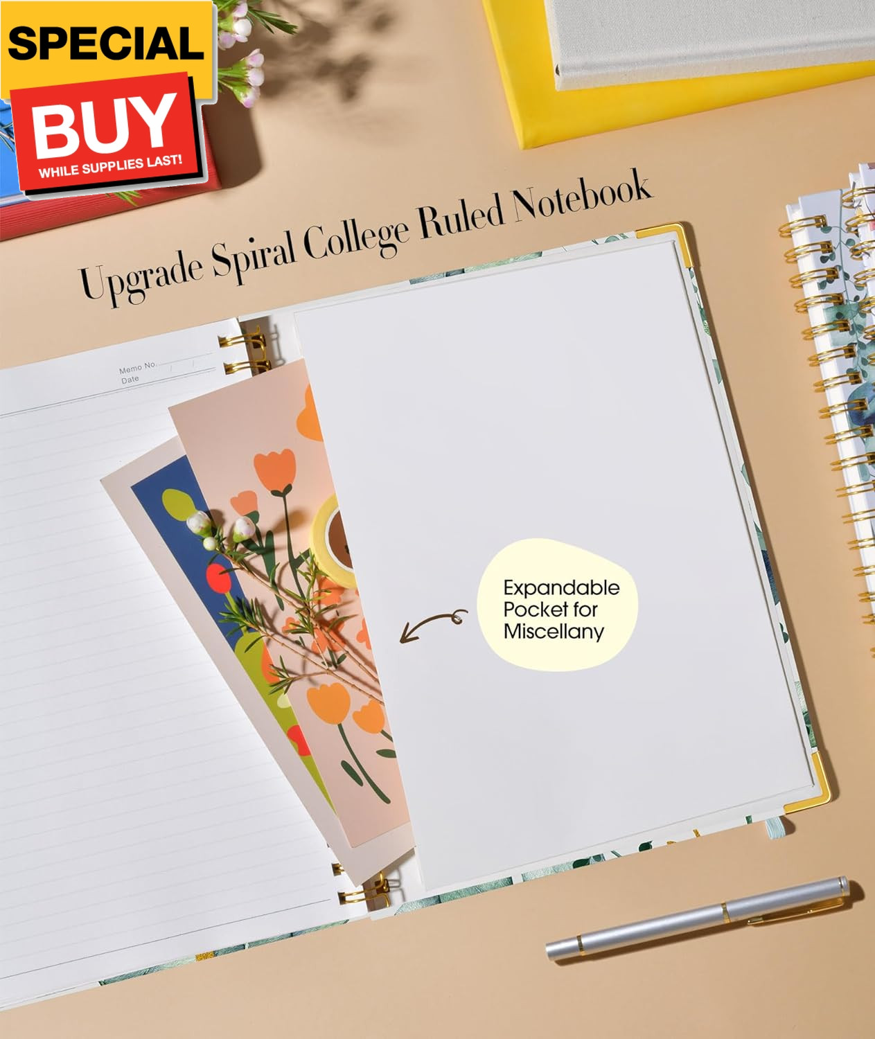 Aesthetic Spiral Notebook Journal for Women, 160 Pages Lined Notebooks 5.75” x 8