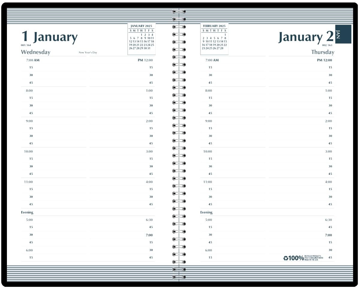 House of Doolittle 2025 Daily Calendar Planner, Black Cover, 5 x 8 Inches, Ja…