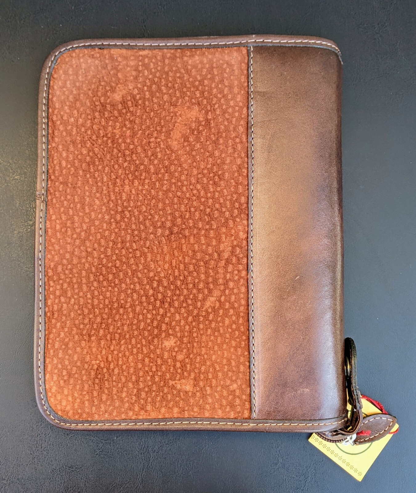Brown Suede Organizer Smooth Leather 10.5″x8″ Los Gallos Argentina w/ Tag 6-Ring