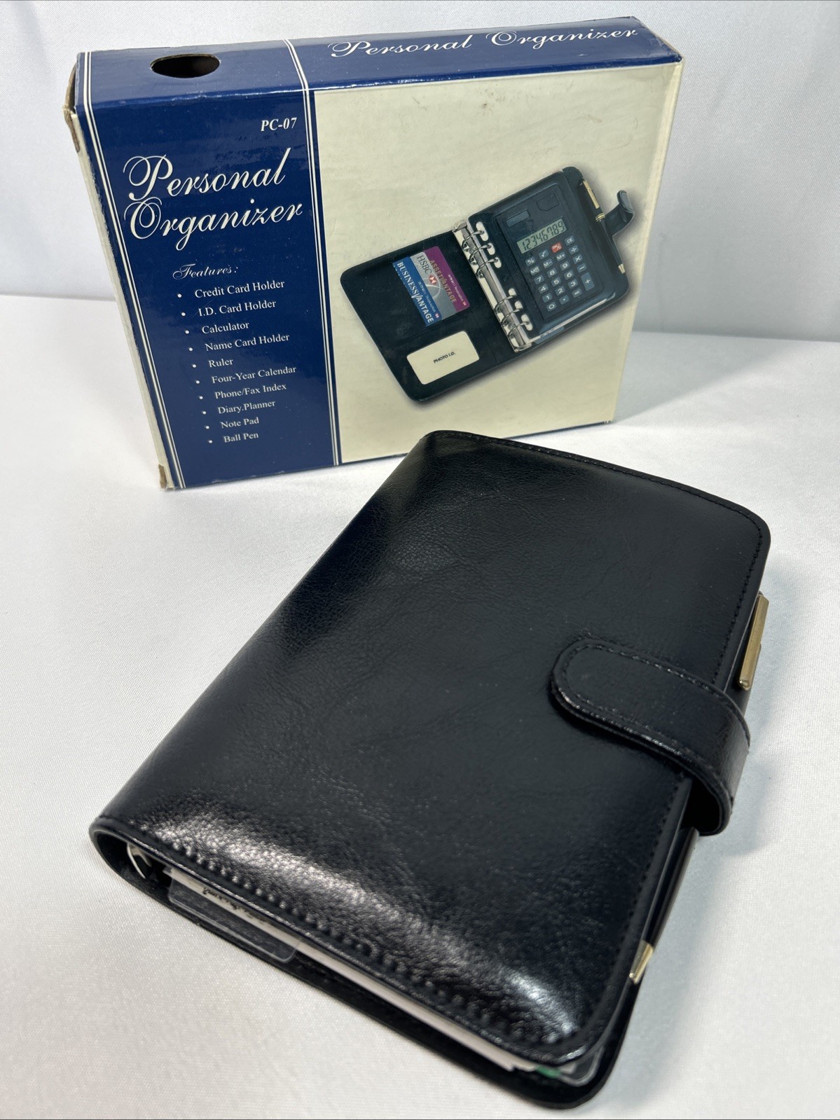 Black Business Leather Personal Calculator Organizer Folder Memo