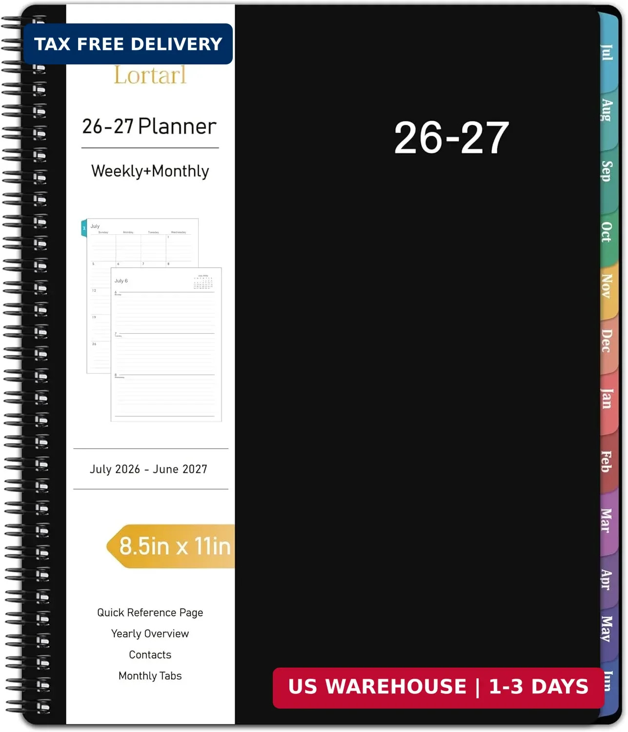 Weekly and Monthly Planner 2026-2027, July 2026-June 2027, 8.5” x 11” | Academ