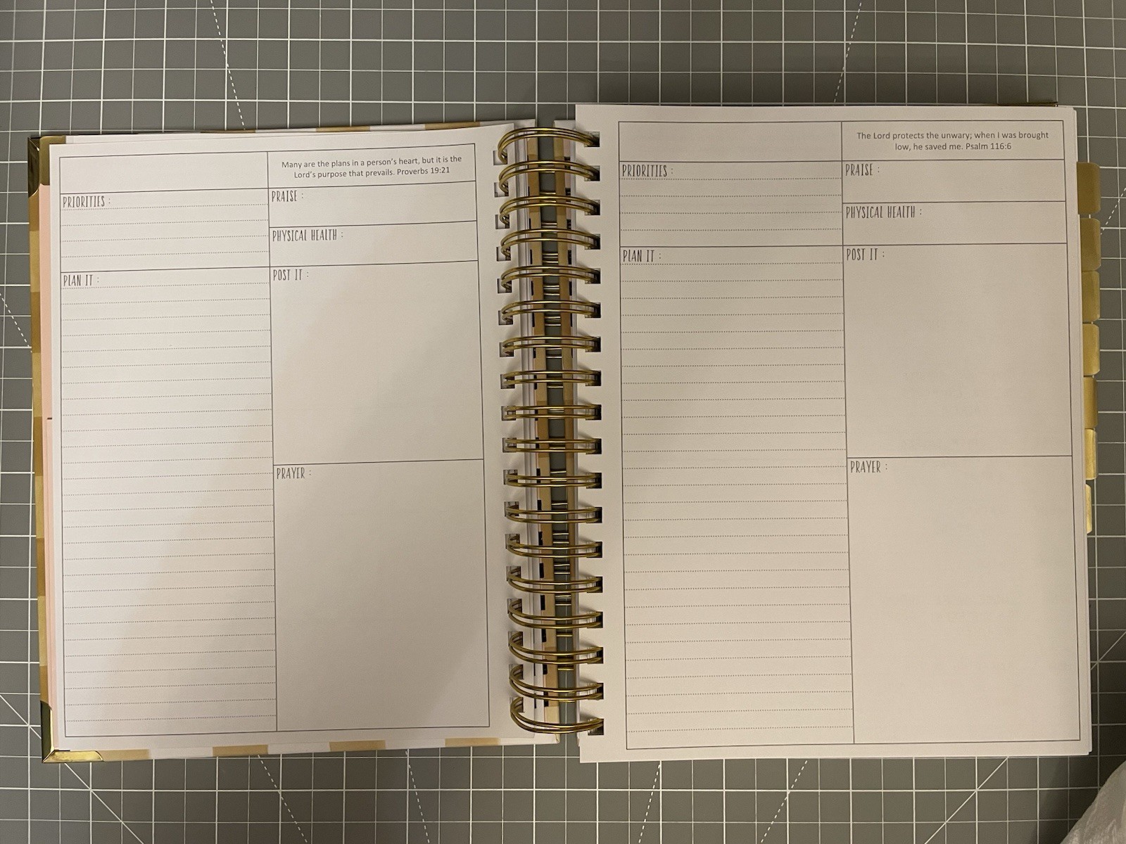 Prayerful Planner Undated Classic 7.5”x 9.5” Spiral Bound Yellow Gingham NIB