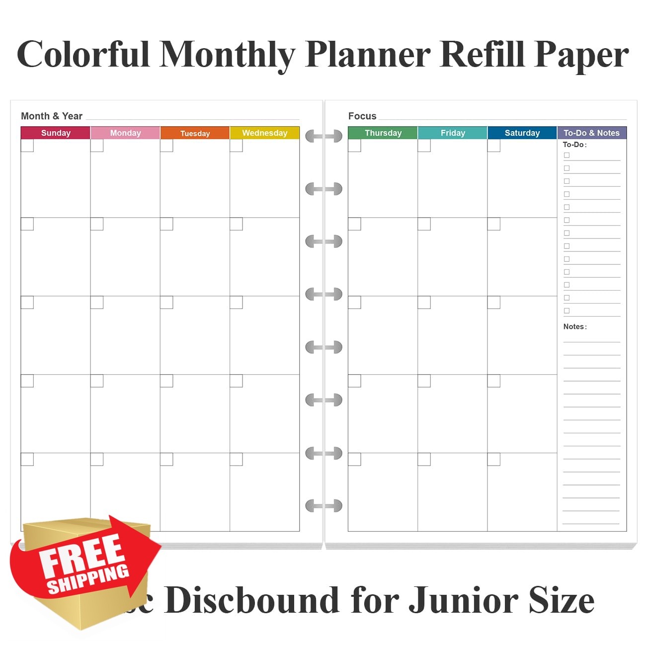 Yaridar Junior Size Undated Planner Refills 8-Disc