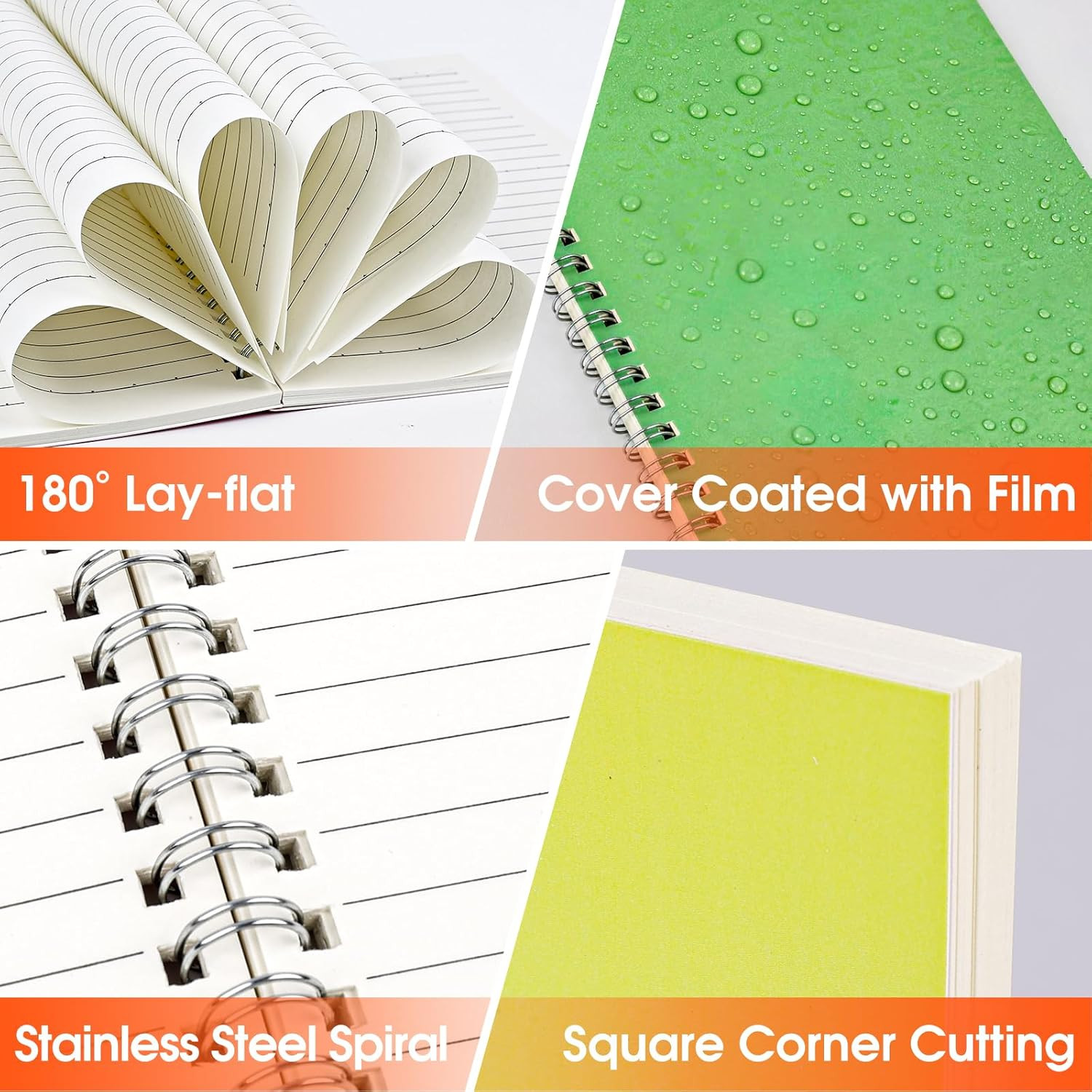 8 Pack Lined Spiral Journal Notebook, Premium A5 Soft Paper Cover (5.5″ X 8.3″),