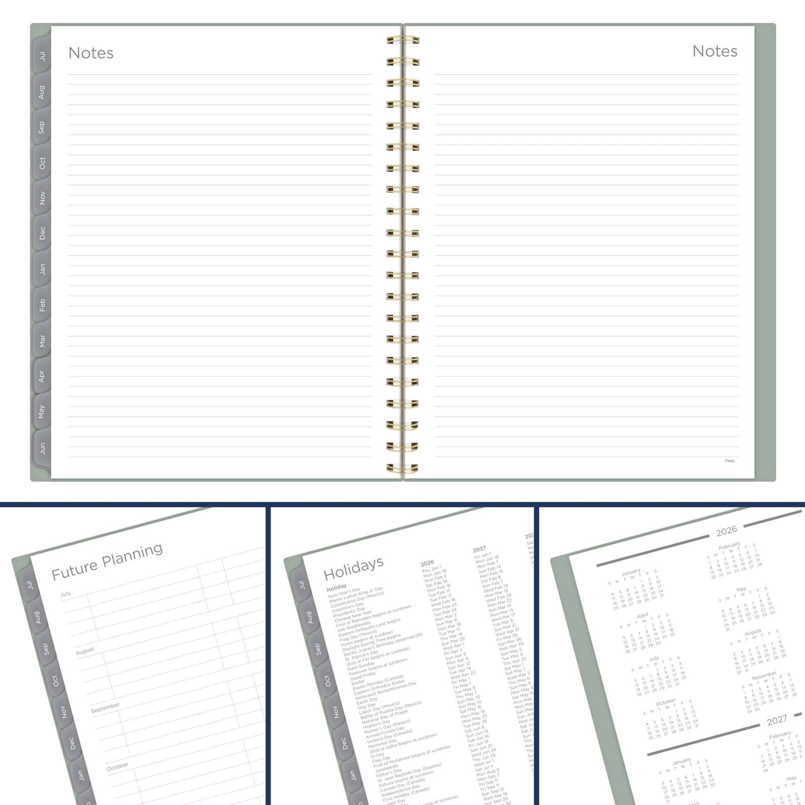 Mead Planner 2026-2027 Weekly & Monthly Academic 8.5″W x 11″H, Soft Grass