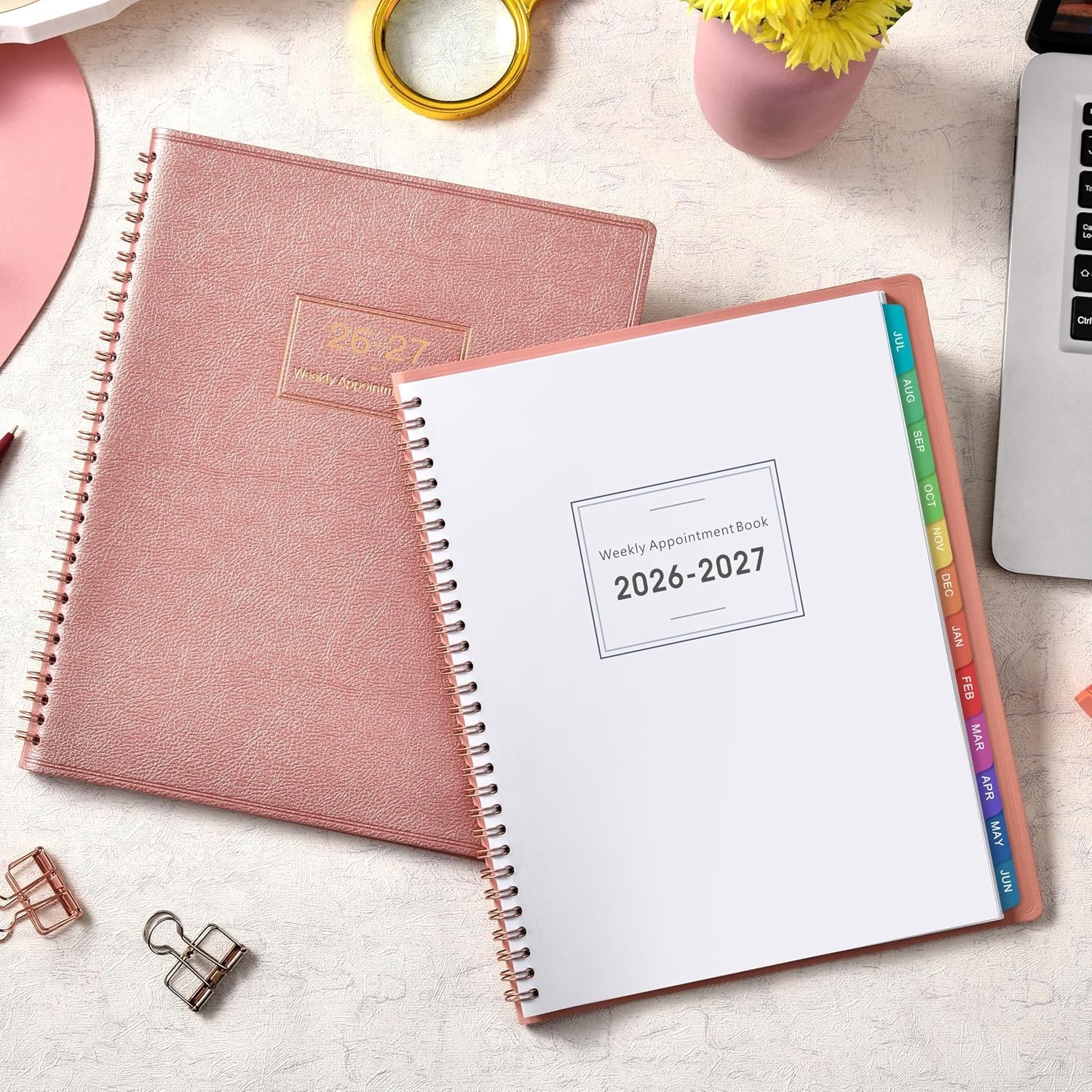 2026-2027 Weekly Planner – 9×11 with Twin-Wire Binding & Leather Finish
