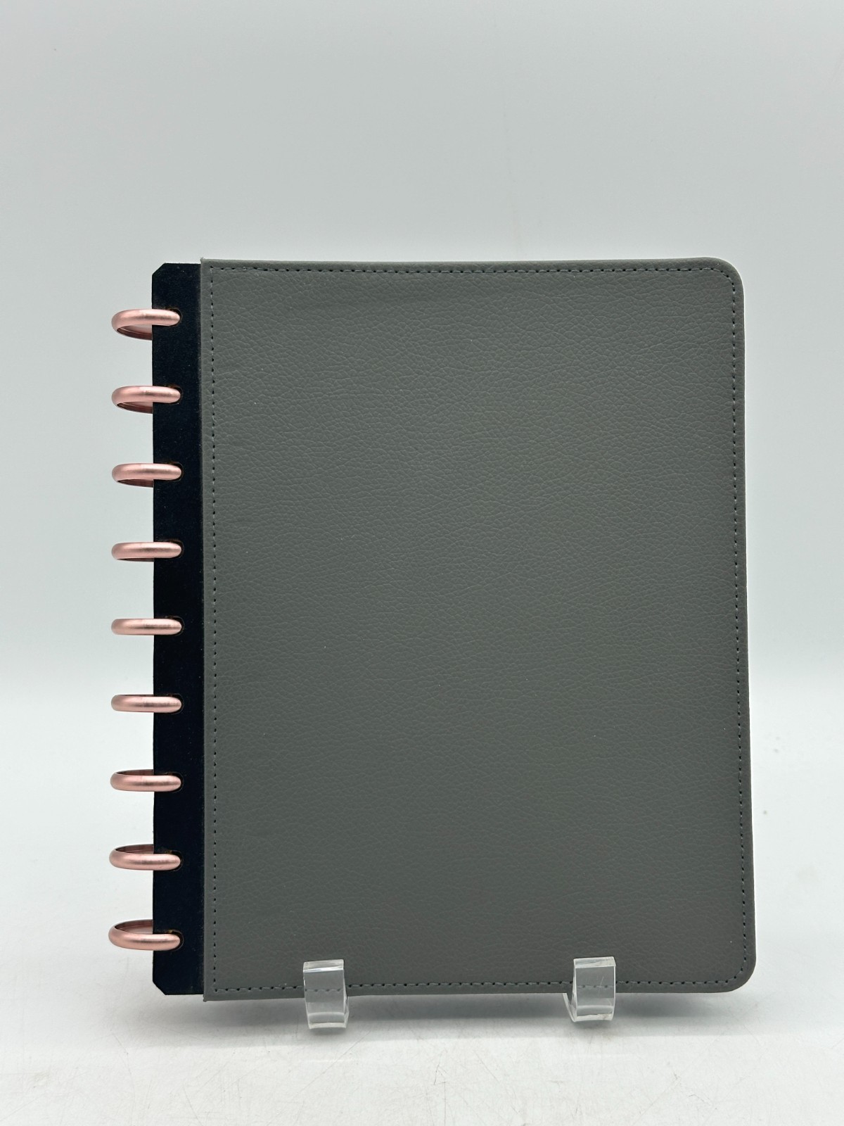 Inkwell Press Disc Bound Planner Grey Vegan Leather Cover Rose Gold Discs