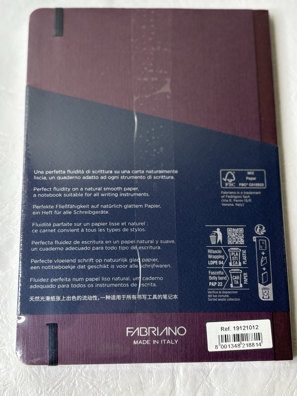 Fabriano Ecoqua Plus Glue Bound Notebook Plum 5.8″ x 8.3″ A5 Lined NEW Sealed