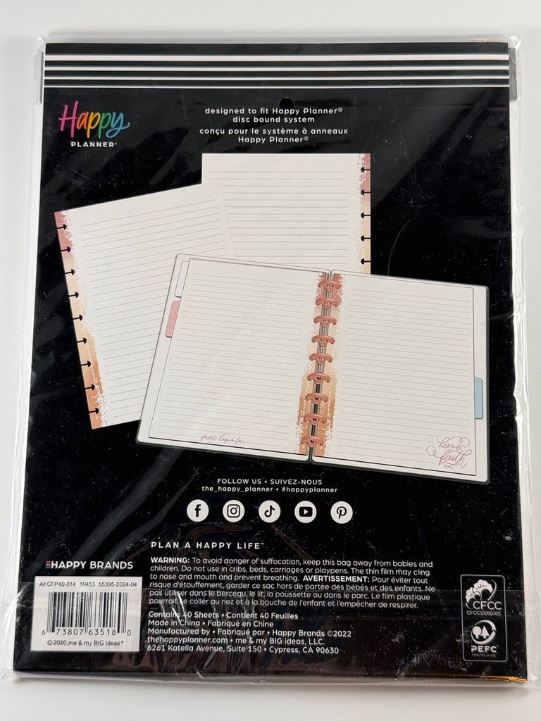 Happy Planner “Have a Little Faith” Classic Filler Paper – 40 Sheets – Lot of 3