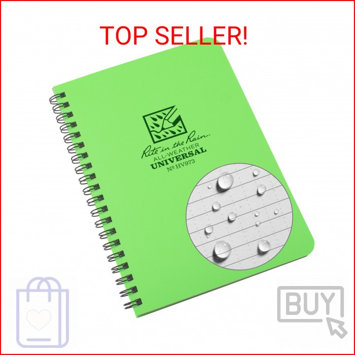 Rite in the Rain Weatherproof Side Spiral Notebook, 4.625″ x 7″, Hi Vis Green Co