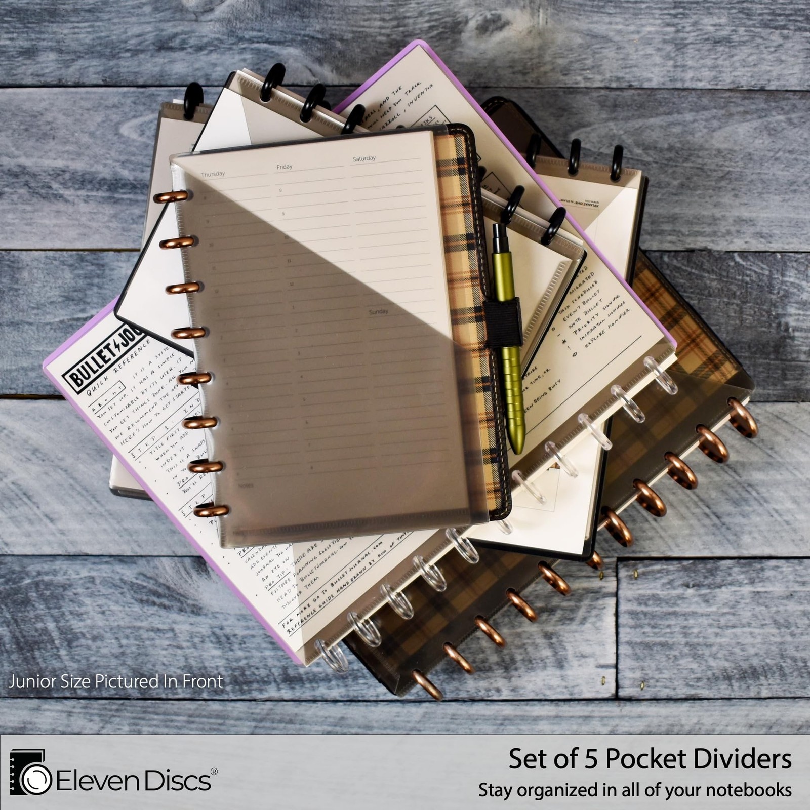 Letter Pocket Dividers for Discbound Notebooks fits Circa, Arc, TUL (Black Se…
