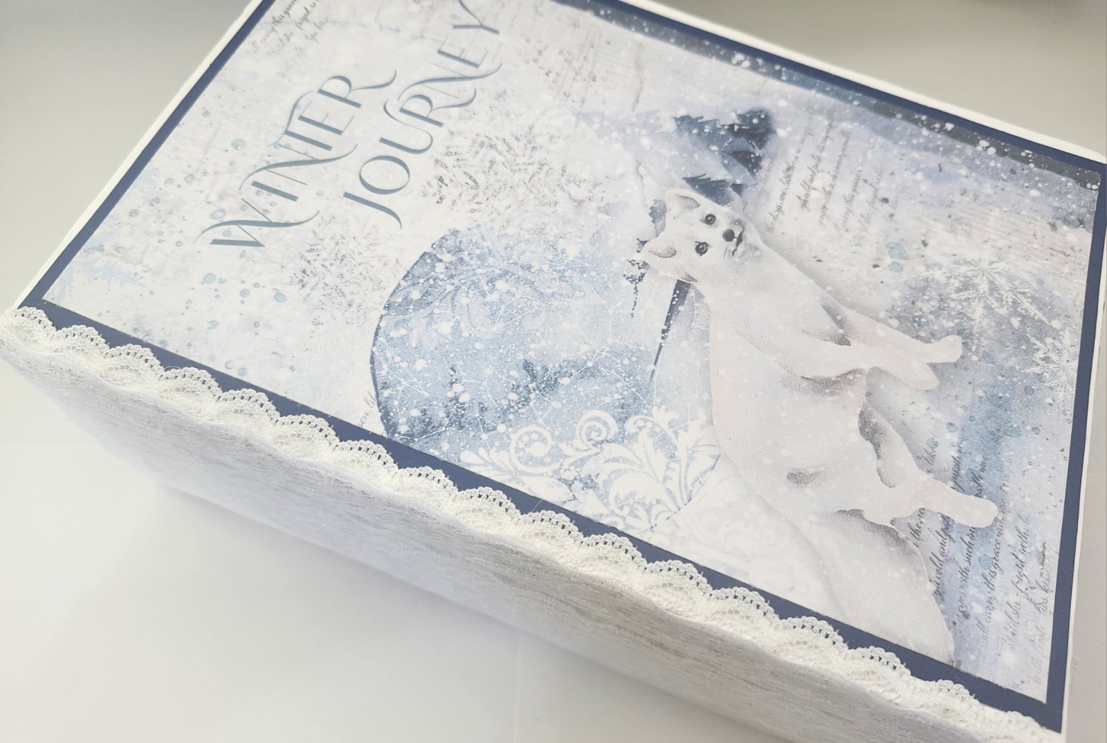 “WINTER JOURNEY” Handmade XL Journal Bejeweled Wintry Blues Keepsake 98pgs