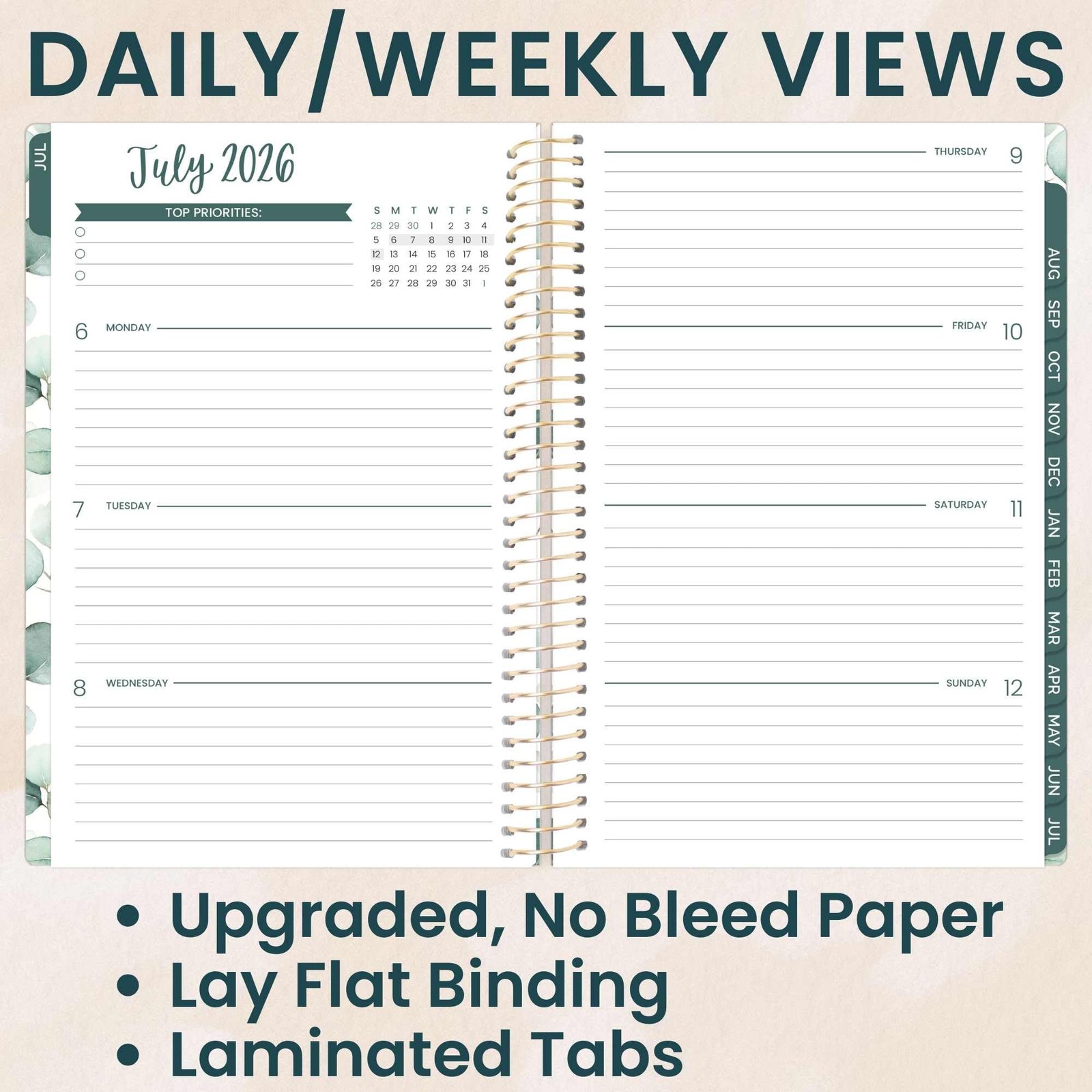 bloom daily planners 2026-2027 Planner – 5.5″ x 8.25″, Boho Greenery 2026-27