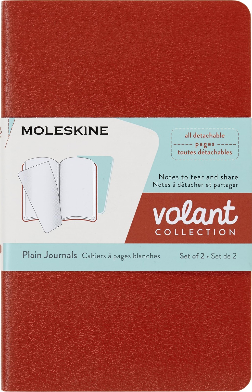Moleskine Volant Journal Set of 2 Softcover Pocket Notebooks Coral Aqua Blue