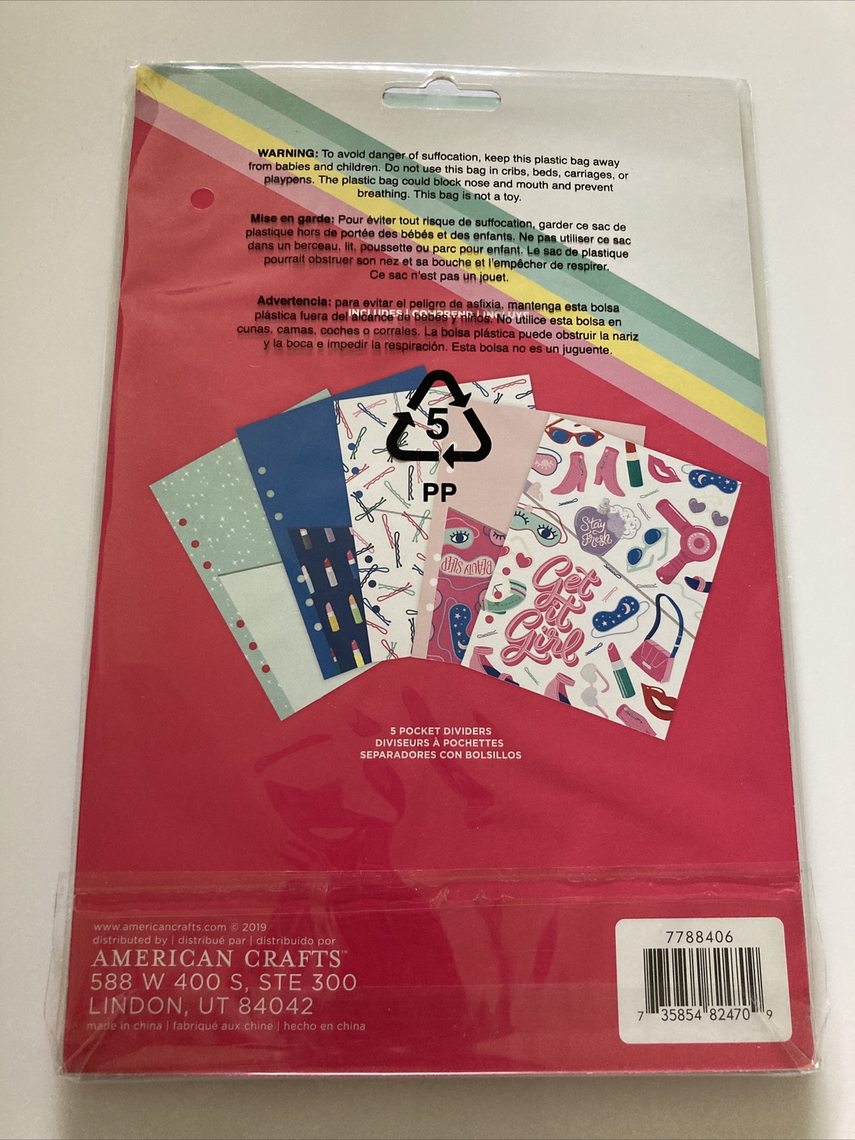 American Crafts Damask Love Colorfun Planner Pocket Dividers 6 x 9 (5 Dividers)
