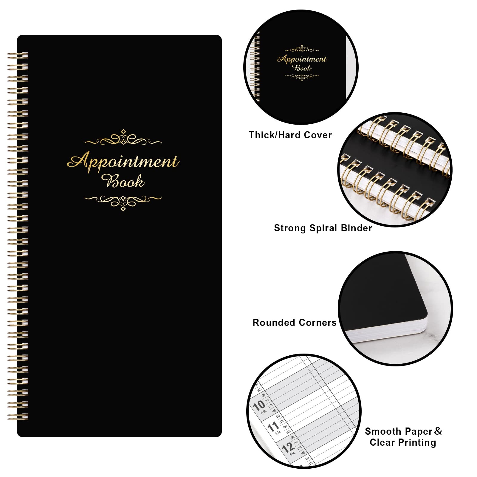 Salon Appointment Book, 15 Min Increments, 3 Columns, 200 Pages, 6.1×11.54, Unda